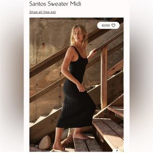 Free People Santos Sweater Midi Black Sweater Dress